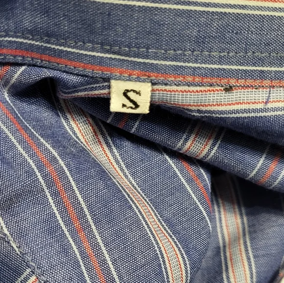 New Victory Men's NWT Blue Striped Short Sleeve Dress Shirt Shirt Size Small - Picture 4 of 9